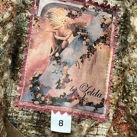 Z BY ZELDA Tapestry Floral Boucle Unique Buttons 2 Pocket Shirt Collar Blazer 8 - Picture 3 of 16